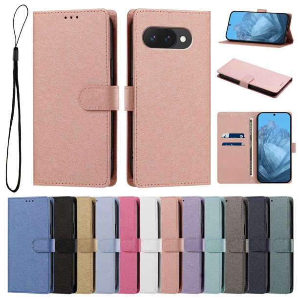Funda Cartera de PU para Google Pixel 9A con Tarjetas, Rosa
