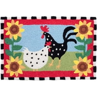 Alfombra Jellybean Area Accent Funky Chickens, 21 X 33 Pulgadas