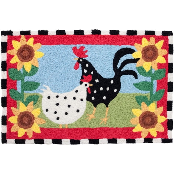 Alfombra Jellybean Area Accent Funky Chickens, 21 x 33 pulgadas