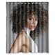thumbnail image 1 of Cortina de ducha de pelo rizado de Alicia Keys, juego de cortina de baño con ganchos, tamaño 60 x 72 pulgadas, 1 of 3