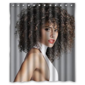 Pinghai - Cortina De Ducha De Pelo Rizado De Alicia Keys, Juego De Cortina De Baño Con Ganchos, Tamaño 60 X 72 Pulgadas