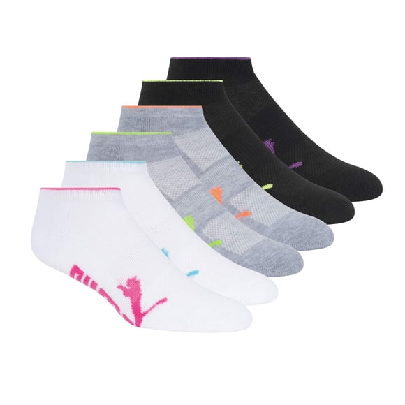 Calcetines Puma Half Terry Runner para mujer, paquete de 6, blancos, tallas 9-11