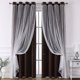 thumbnail image 1 of suxuMhao Cortinas de Estrellas Huecas con Gasa, 2 Piezas 52x72in, Cortinas para Sala/dormitorio, Cortina Transparente Perforada Opaca, Marrón Oscuro + Blanco, Poliéster y Encaje, 1 of 5