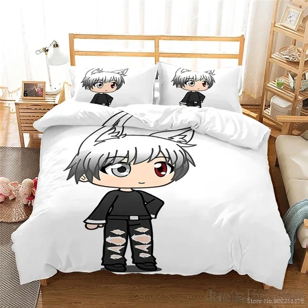 x1345 Bed Sheets Cute Cartoon Printed Love Child Duvet Cover Set HD Comforter Cover Bedclothes for Kids Bedding Sets Bedroom Decor 3-Piece Bedding Set (1 Duvet Cover + 2 Pillow Shams) nj1345