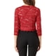 thumbnail image 3 of INSPIRE CHIC Chaquetas de Mujer de Encaje Floral Cárdigan de 3/4 Mangas Cubierta Transparente Rojo Escarlata XL, 3 of 7