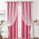 thumbnail image 1 of suxuMhao Cortinas de Estrellas Huecas con Gasa, 2 Piezas 52x72in, Cortinas para Sala/dormitorio, Cortina Transparente Perforada Opaca, Rosa + Blanco, Poliéster y Encaje, 1 of 5