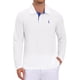 thumbnail image 1 of INSPIRE CHIC Camisa Polo de Hombre con Patrón Piqué de Manga Larga en Contraste de Color para Golf L Blanco, 1 of 6