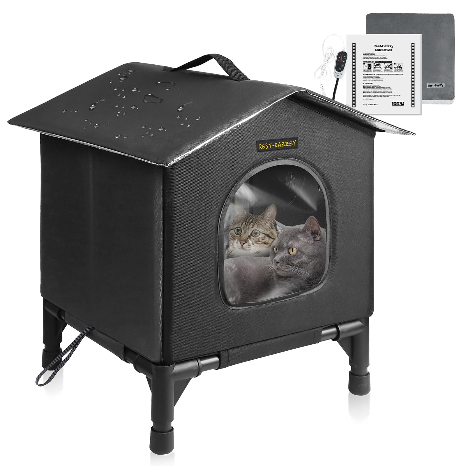 Casa Para Gatos Con Calefacción Rest-eazzzy, Impermeable, Para Gatos Al Aire Libre