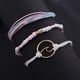 thumbnail image 5 of Pulsera de cuerda de cera trenzada ajustable hecha a mano, pulsera de hilo con nudo elástico, dije de concha, joyería de amistad, 12 pulgadas, metal, 5 of 6