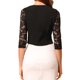 thumbnail image 3 of INSPIRE CHIC Día de San Valentín Top de Encaje Floral para Mujer con Mangas 3/4 Abierto al Frente para Oficina Cardigan Formal Bolero L Negro, 3 of 7