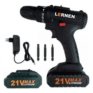 Lernen - Taladro Destornillador Inalámbrico 21V Con Brocas + 2 Baterías