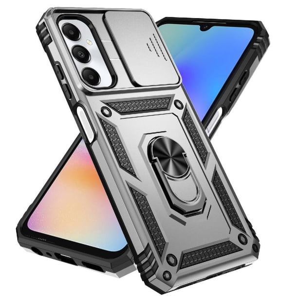 Funda Resistente Anillo Soporte Samsung Galaxy A05S Privacidad Cámara Montaje Magnético Plata