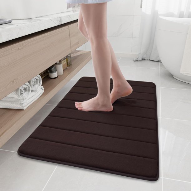 Alfombrilla de baño de espuma viscoelástica Buganda, ultrasuave, antideslizante, color marrón
