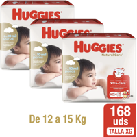Pack X 3 Pañales Huggies Natural Care Talla Xg 56 Unid