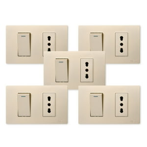 Want - Pack 5 Interruptor 1 912 16A Y Tomacorriente 1 16A - Dorado