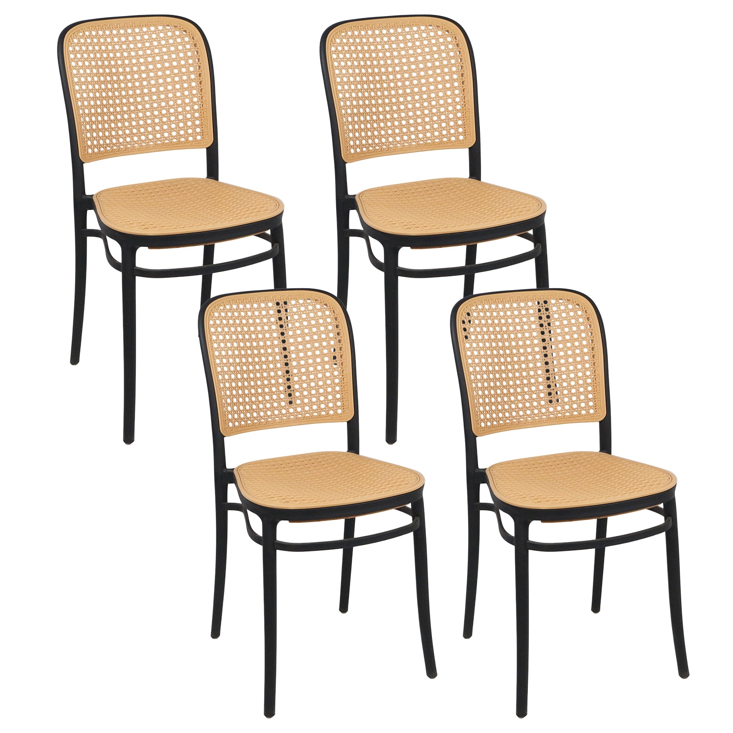 Novahus - Pack 4 Sillas Terraza Plástica Cairo Negra/beige