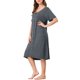 thumbnail image 4 of INSPIRE CHIC Camisón de Mujer de Modal Suave con Botones, Manga Corta, Cuello Redondo y Largo Midi, Ropa de Dormir M Gris Oscuro, 4 of 6