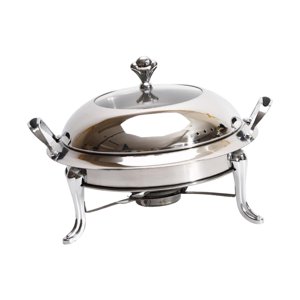 Bothyi - Stockpot - Calentador De Alimentos Redondo Con Tapa Transparente Portátil Para Camping, Restaurante, Cocina, Color Plateado