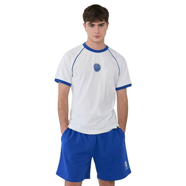 Polera Hombre Raglan College Blanco Corona