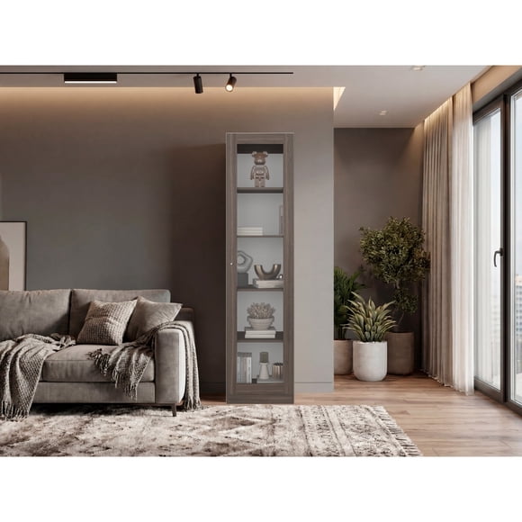 Mueble Vitrina 1 Puerta Vidrio Home 180,6x45x31,3 Cm Milan y Blanco