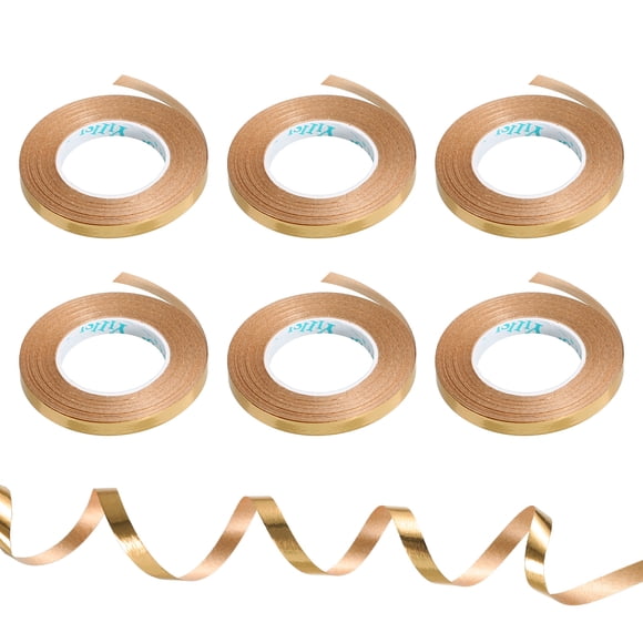 Uxcell Cinta Rizada para Globos con Cordón Metálico 3/16" 11 Yardas 6 Rollos para Decoración de Fiestas Regalo Oro Champán Oro Champán
