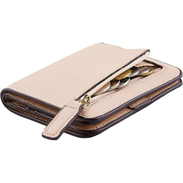 Cartera Mujer Pequeño Con Rfid Bloquea, Mini Monedero Bifold Para Tarjetas, Billetera De Piel Plegable Con Bolsillo, Tarjetero Minimalista Con Ventana De Identificación Para Chica Mujer