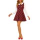 thumbnail image 1 of INSPIRE CHIC Vestido Mini de Línea A con Cuello Peter Pan de Manga Larga a Cuadros para Mujer, Regreso a Clases, Talla S, Rojo, 1 of 8
