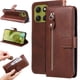 thumbnail image 1 of Funda tipo cartera para Motorola Moto G86 con bolsillo con cremallera y ranuras para tarjetas – Función de soporte Marrón, 1 of 5