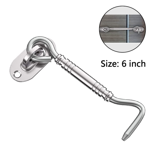 1 gancho de acero inoxidable para puerta, pestillo para ventana, cerradura para puerta de cabina, con 4 tornillos de montaje.