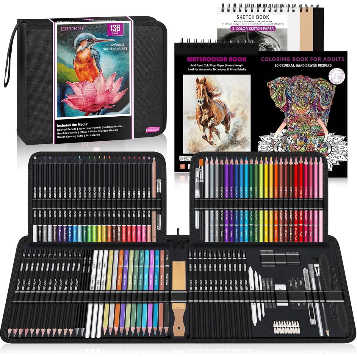 Set De Dibujo Hiforny 136 Piezas Pro Art Supplies