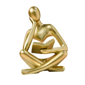 Bothyi - Estatuilla Estatuilla Humana Figuras Pensador Estatua Para Estante De Escritorio Sala De Estar 8.5Cmx6Cmx11.5Cm Oro