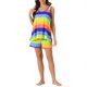 thumbnail image 1 of INSPIRE CHIC Conjunto de Pijama a Rayas Coloridas para Mujer Sin Mangas Cuello Redondo Tanque y Pantalones Cortos con Bolsillos Mezcla de Algodón Suave Ropa de Dormir XL Azul, 1 of 6