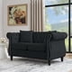 thumbnail image 1 of 58.8" Chesterfield Sofa Black Velvet for Living Room, 2 Seater Sofa Tufted Couch with Rolled Arms and Nailhead for Living Room, Bedroom, Office, Apartment, two pillows, 1 of 3