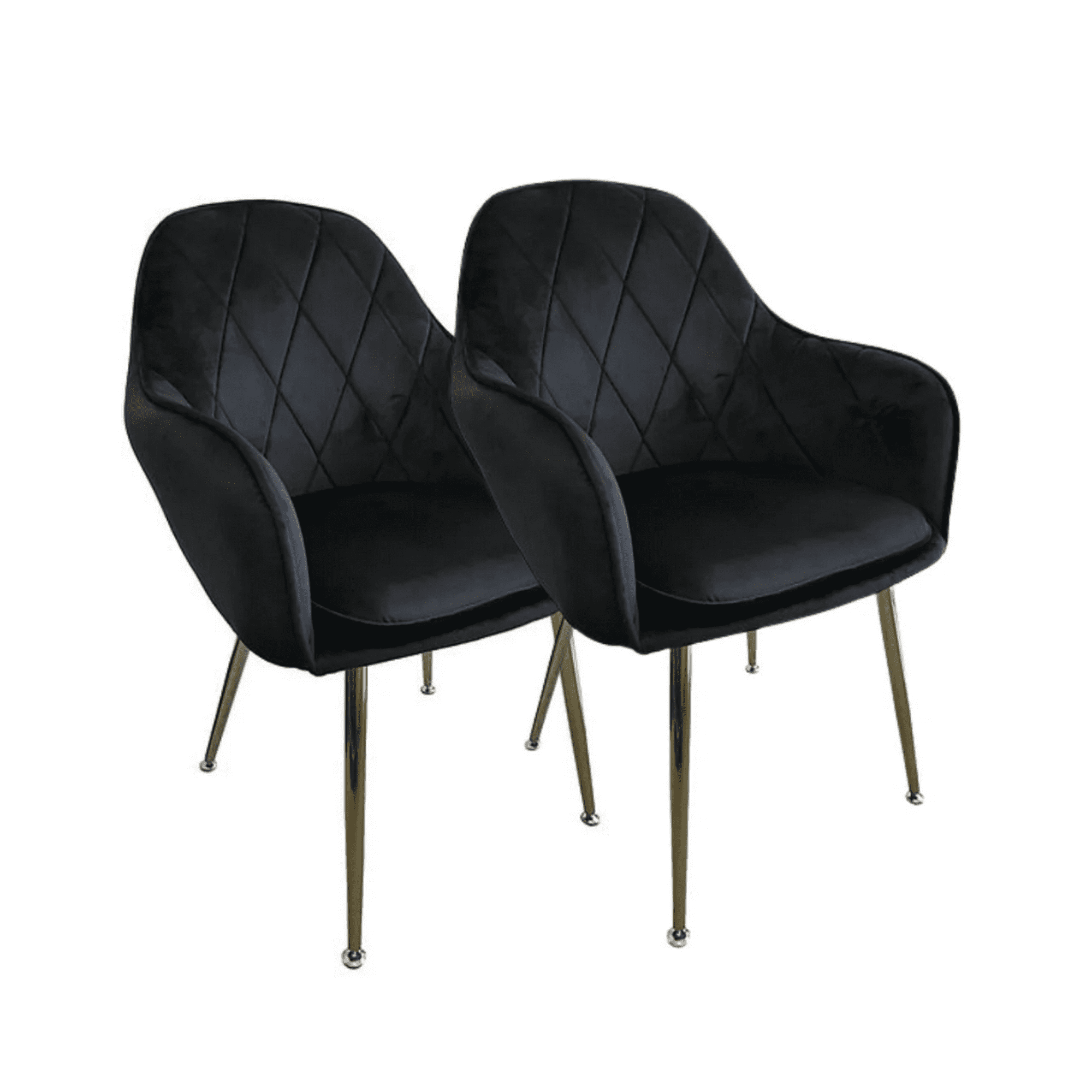 Habita2 Chile - Pack 2 Poltronas Base Dorada Velvet Lux - Negra