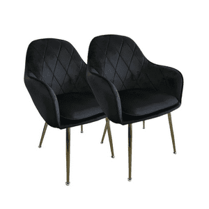 Habita2 Chile - Pack 2 Poltronas Base Dorada Velvet Lux - Negra