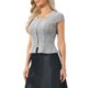 thumbnail image 4 of INSPIRE CHIC Blusa de Mujer de Tweed a Cuadros con Cuello en V, Manga Corta y Dobladillo Peplum Negro Talla L, 4 of 6