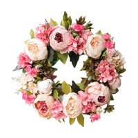 Bothyi - Corona De Flores De Peonía De 16.0 In Para Puerta De Navidad, Pared, Ventana, Decoración Colgante