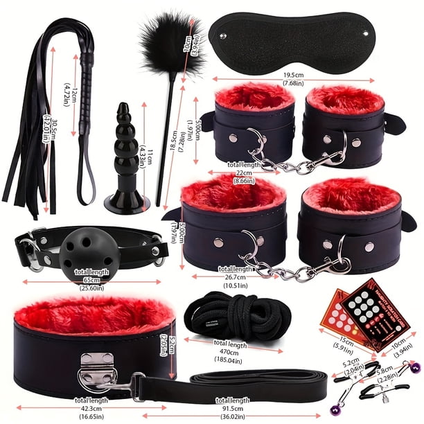 Adult BDSM Kit for Women - Handcuffs, Anal Plug, Vibrator - Sexy Toys for Erotic Sessions