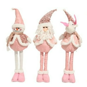 Genérico - Set 2 De Muñecos Navideños Patas Largas 65Cm Rosa