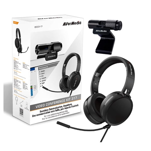 Kit De Videoconferencia Avermedia Bo317 Con Cámara Web 1080P Y Auriculares Usb. Accesorios Para Videoconferencias Y Juegos Para Pc Y Portátiles.