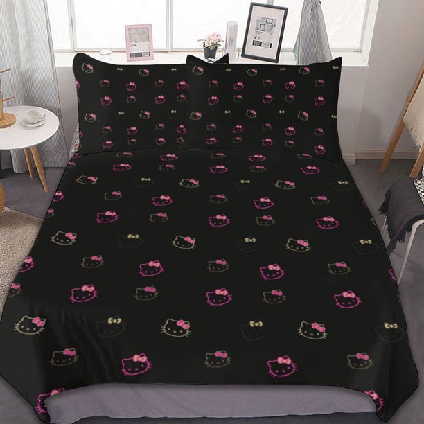Hello Kitty Duvet Cover Set 3-Piece Bedding Set Soft Warm And Comfortable Soft Bed Set for Bedroom All Season Bed Sheets