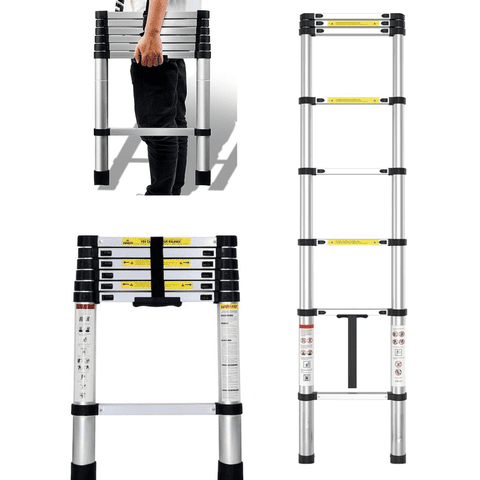 Escalera Retráctil Telescópica Portátil Aluminio 2.6 Metros - Escalera Retractil Telescopica Portatil Aluminio 2.6 Metros