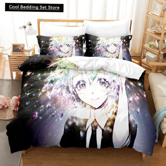 x1967 Bed Sheets Anime Houseki no Kuni /Bedding Set Twin Full Size Bed Set Adult Kid Bedroom Duvet cover Sets 3-Piece Bedding Set (1 Duvet Cover + 2 Pillow Shams) nj1967
