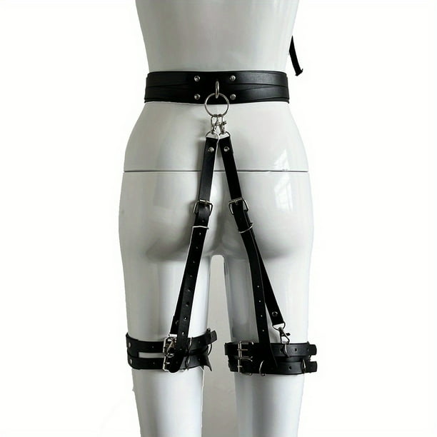 1pc Sexy BDSM Leather Harness with Thigh Garter and Sword Belt for Women - Gothic Body Stocking and Bondage Lingerie