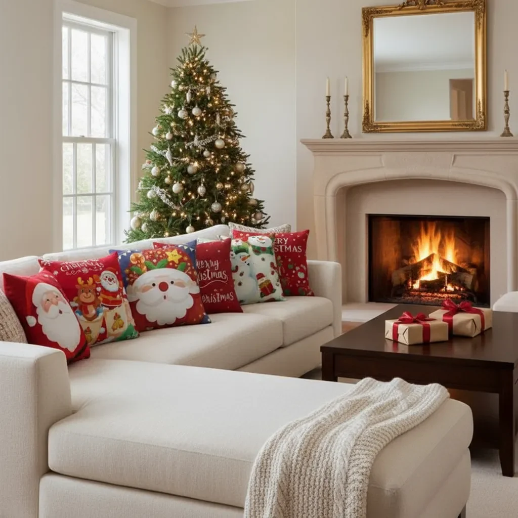 Casadeliacl - 9pcs Funda De Cojín De Sofá De Navidad Decoración Surtida Rojo Y Verde