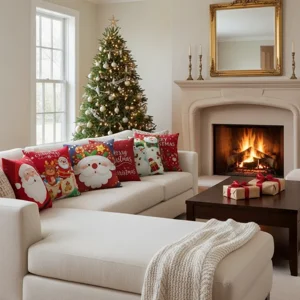 Casadeliacl - 9Pcs Funda De Cojín De Sofá De Navidad Decoración Surtida Rojo Y Verde