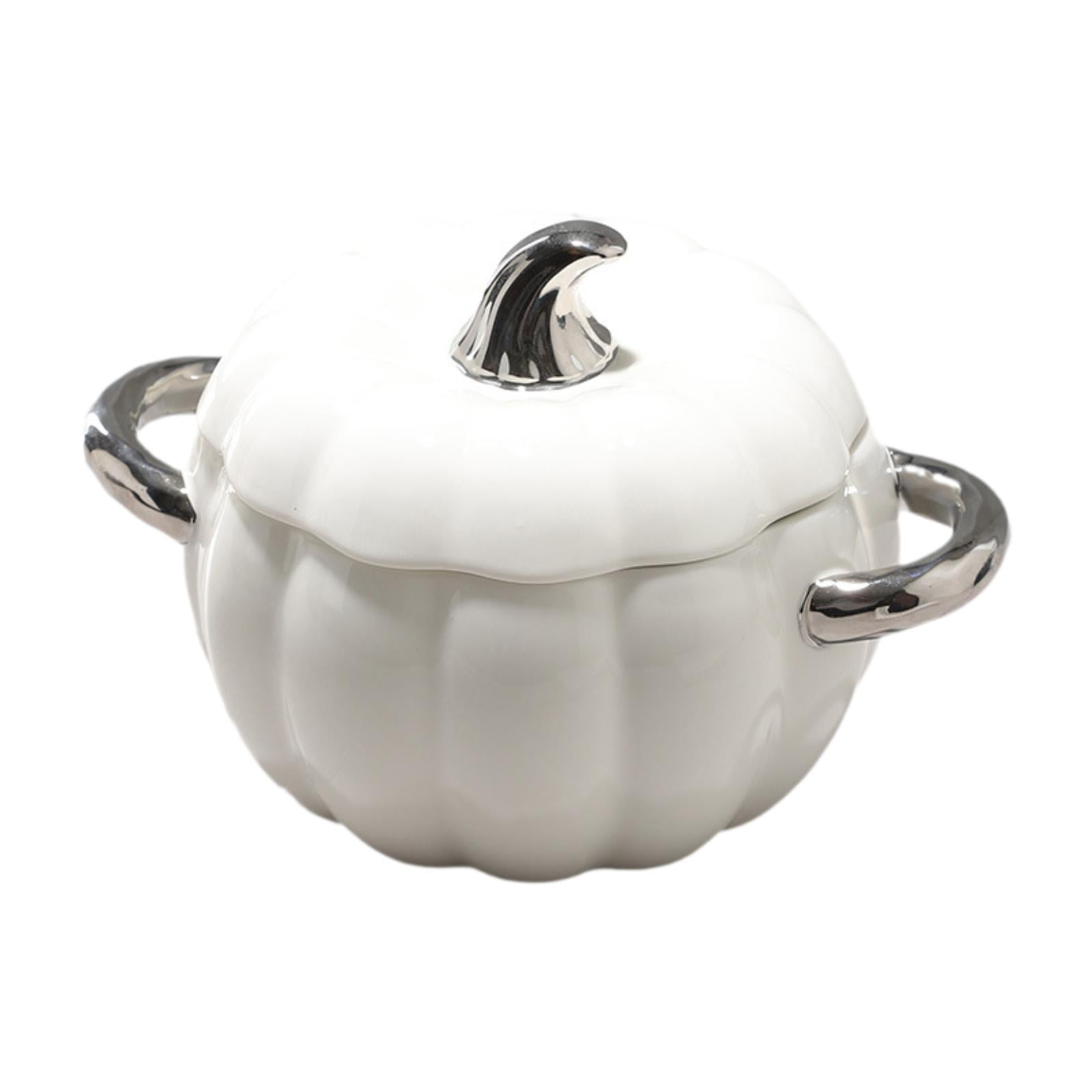 Magideal - Cacerola Con Tapa, Plato De Pasta De Porcelana Con Asa, Decoración Del Hogar, Olla, Utensilios De Cocina Para Sopa, Postre, Comedor, Boda, Refrigerio Blanco