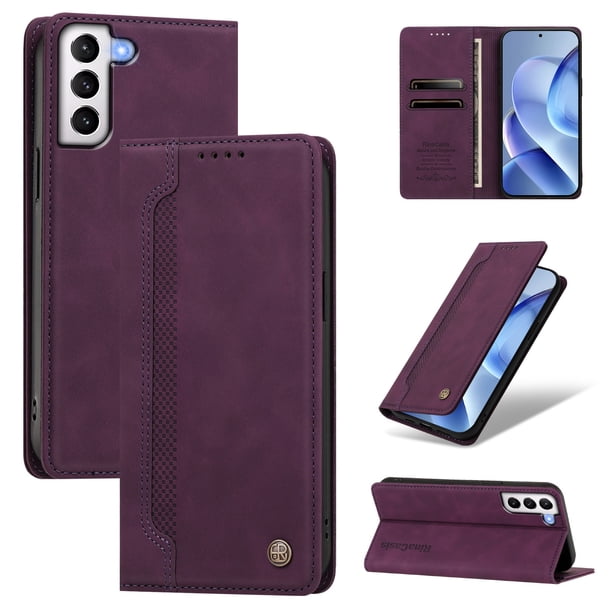 Funda Billetera para Samsung Galaxy S21 Plus Imán y Resistente Morado