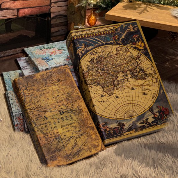 Juego de cajas decorativas para libros DROFELY, para guardar baratijas, estilo vintage