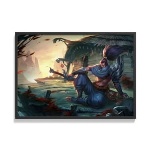 Creango - Cuadro Poster Enmarcado League Of Legends Yasuo Decorativo